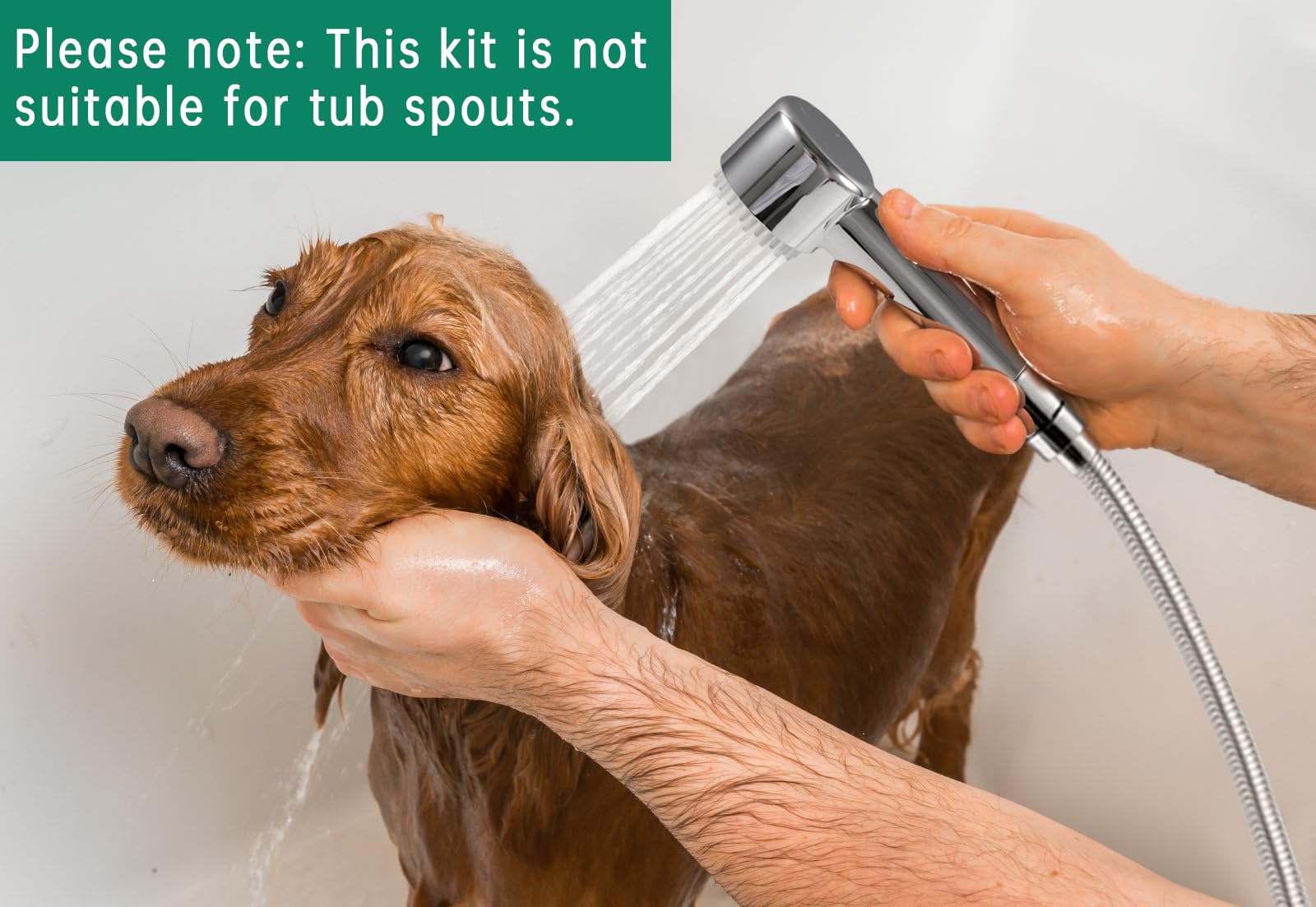 V-Frankness dog shower attachment integrated brush for quick grooming while bathing.