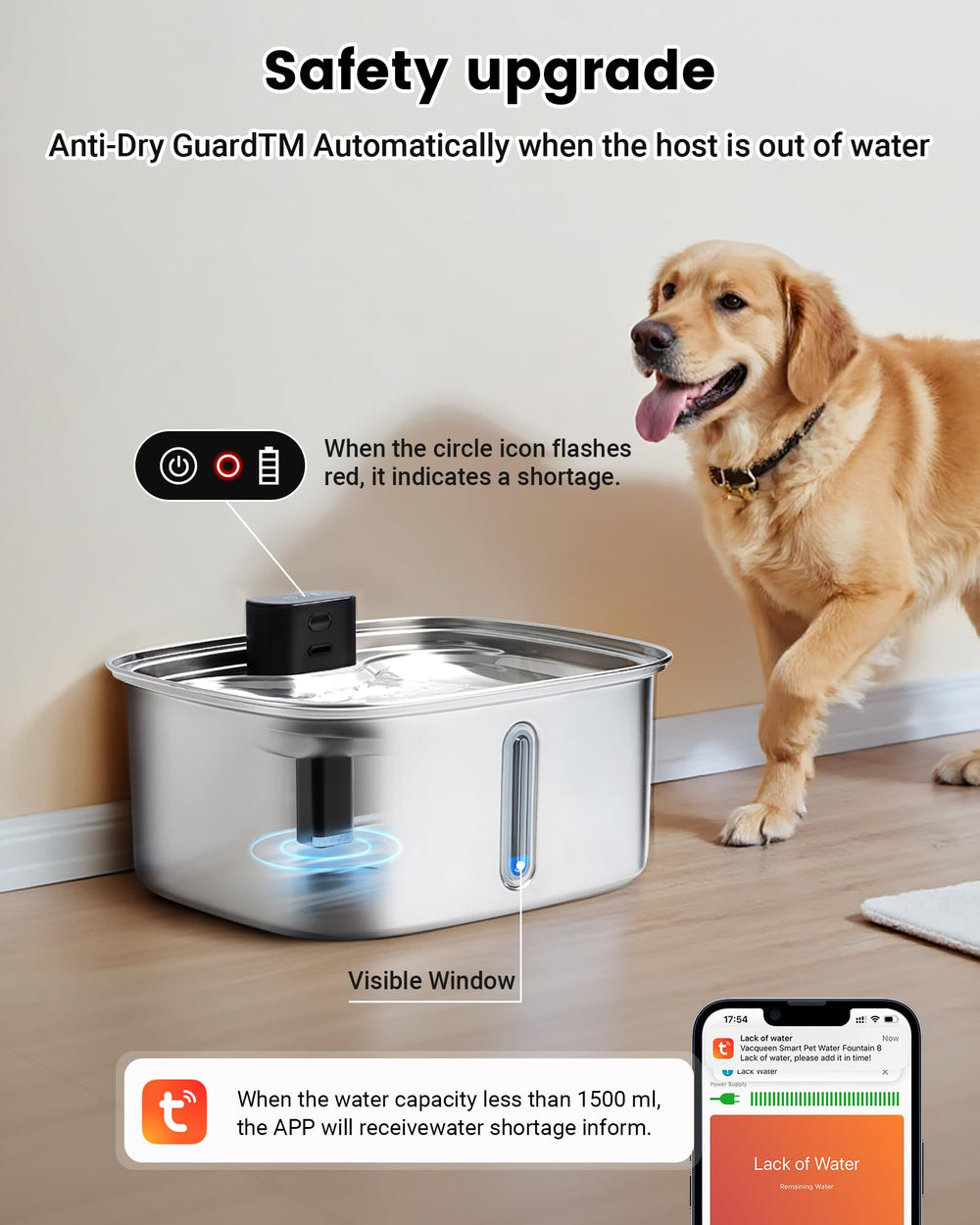 Vacqueen deeper, wider tray helps pets choose drinking spots