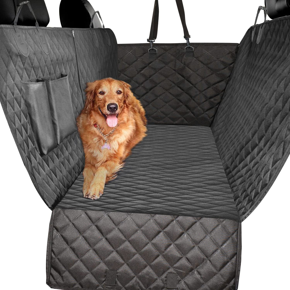 Vailge dog car seat cover on back seat with hammock setup for secure travel