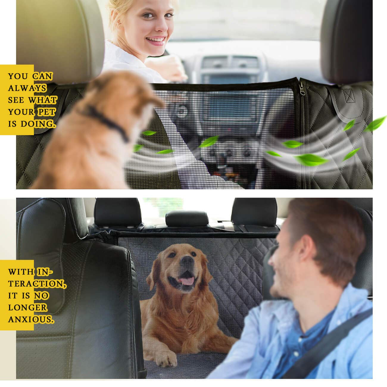 Vailge waterproof dog seat cover shows durable 600D Oxford material and TPU backing