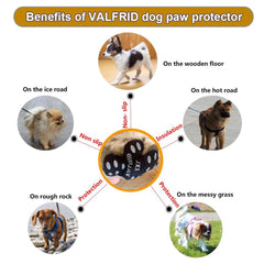 VALFRID Dog Paw Protector uses breathable fabric for comfortable wear.
