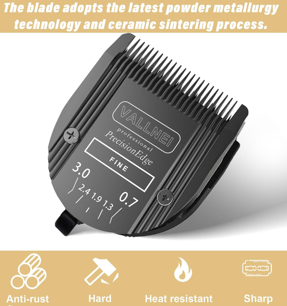 VALLNEI adjustable 5-in-1 blade with size range for versatile grooming.