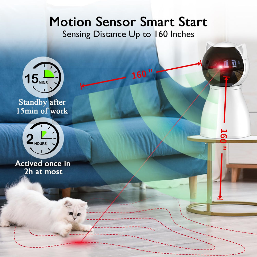 Valonii laser toy demonstrating 3-speed modes for cats of different activity levels.