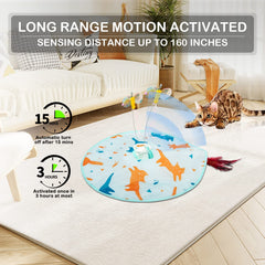 Valonii motion-sensor-activated mode starts play when your cat moves.