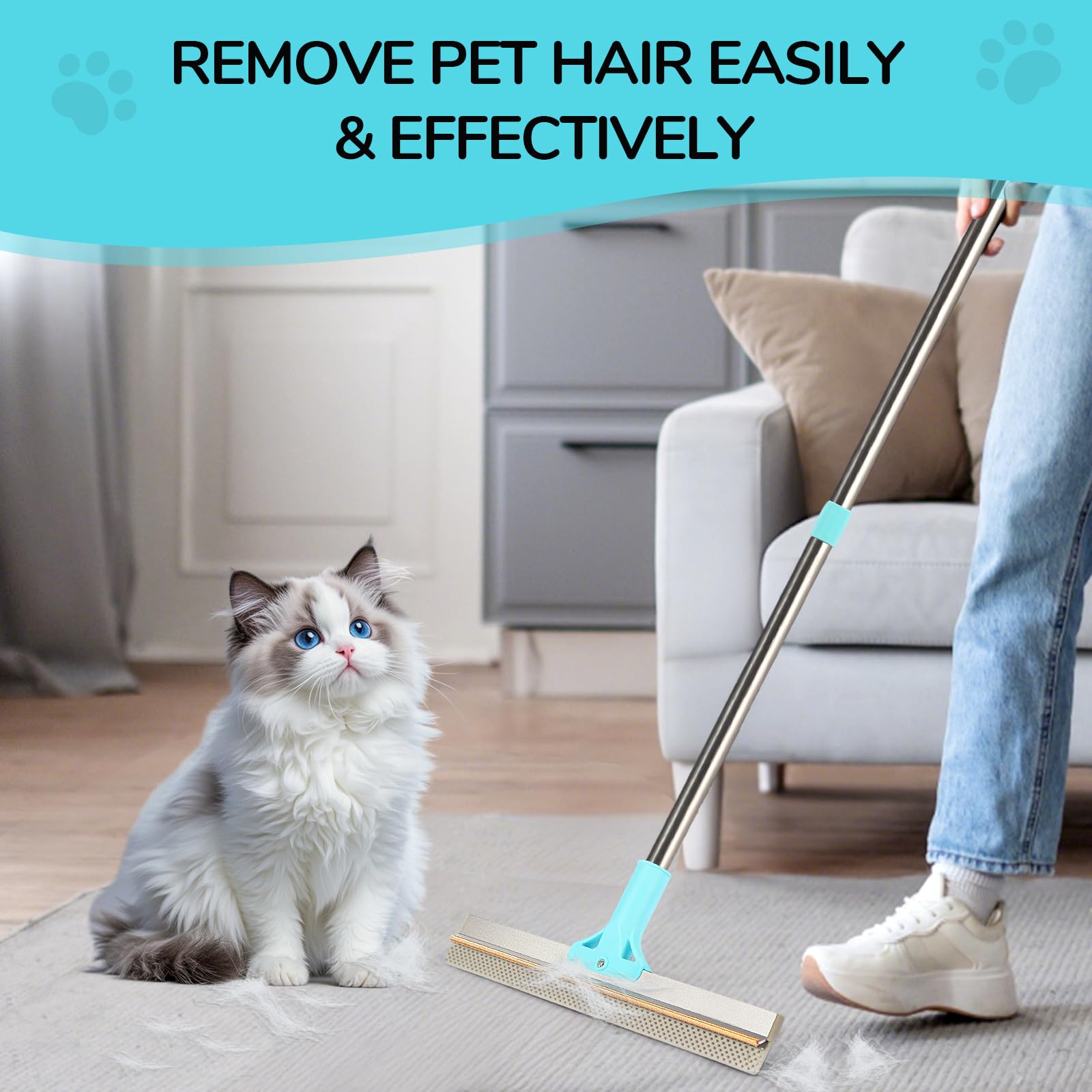 Valwuget eco-friendly kit supports easy pet hair cleanup on rugs and chairs.