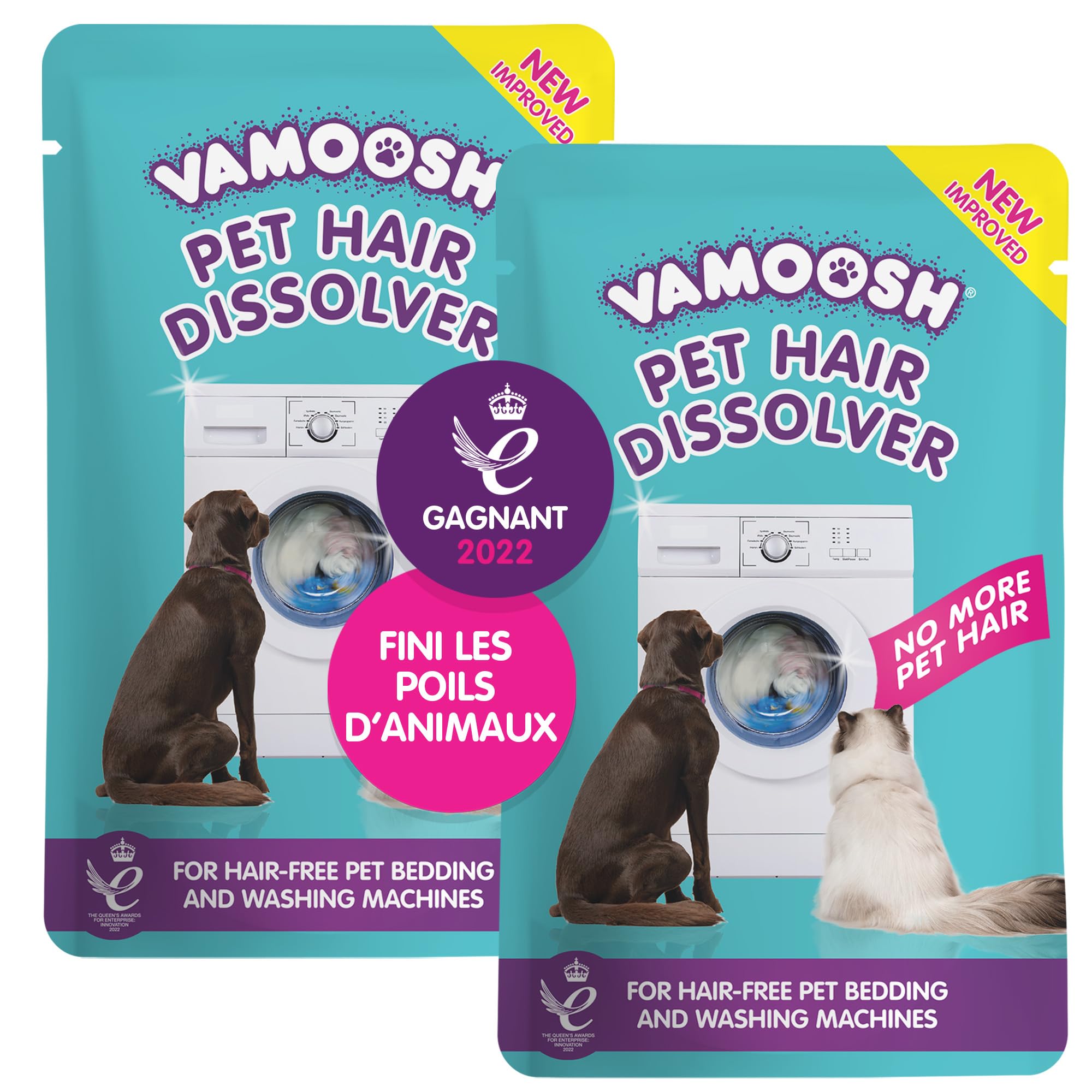 Vamoosh Pet Hair Dissolver drum cleaning view shows a hair-free washing machine