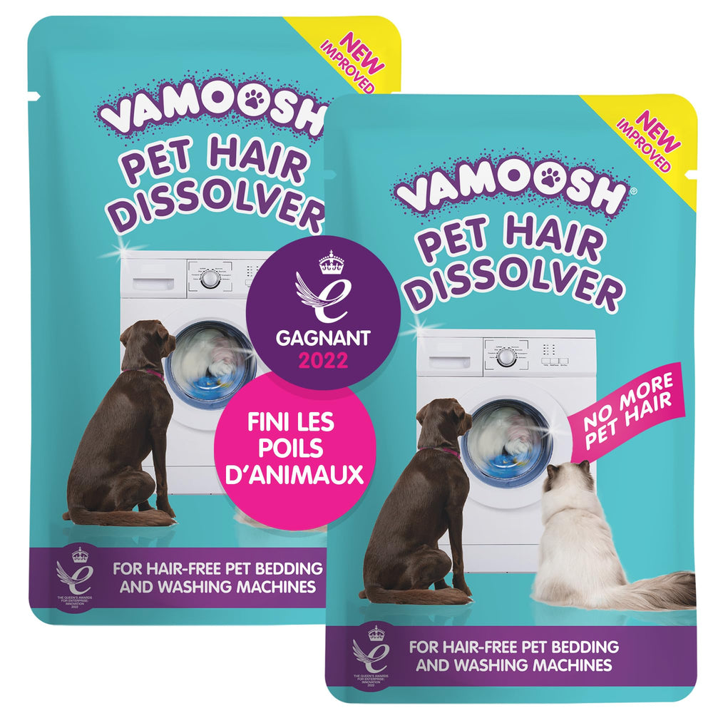 Vamoosh Pet Hair Dissolver drum cleaning view shows a hair-free washing machine