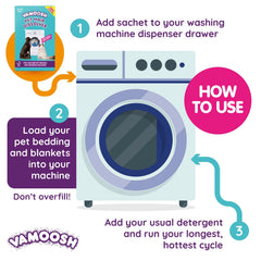 Vamoosh sachets in use for easy hair removal on laundry