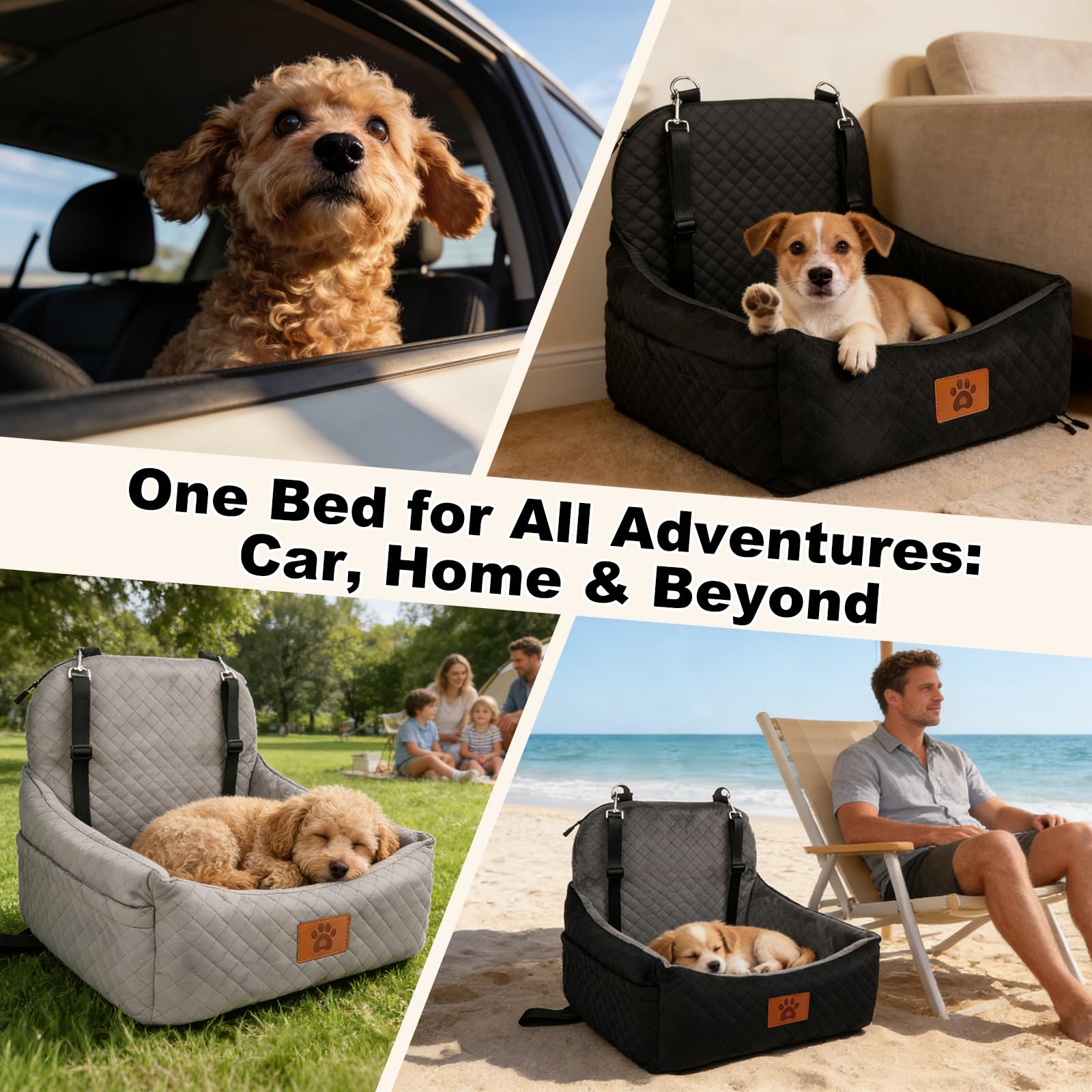 Vamtnner adjustable tethers attach to your dog's harness for safer car travel.