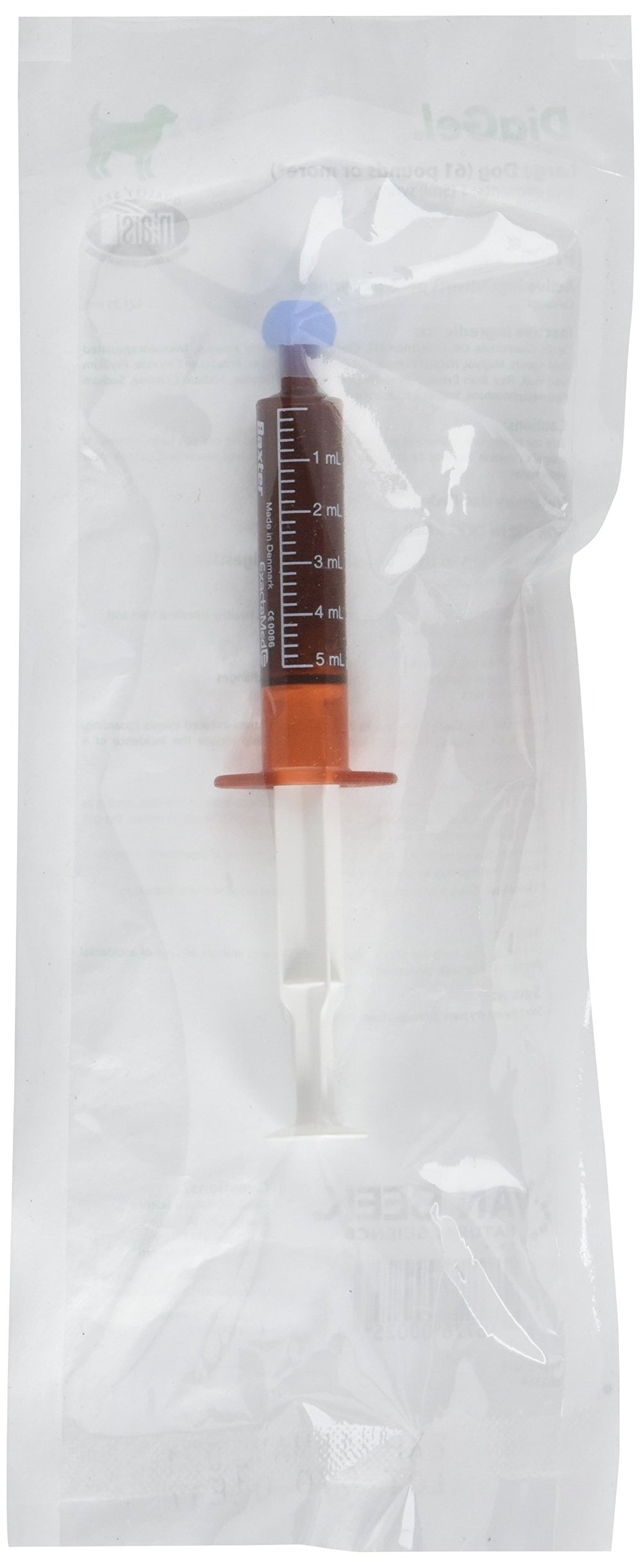Van Beek DiaGel bottle pour demonstrates ready-to-use formula aiding dog comfort during changes.