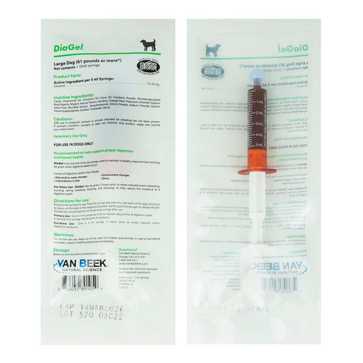 Van Beek Natural Science DiaGel large dogs bottle pour enables quick administration