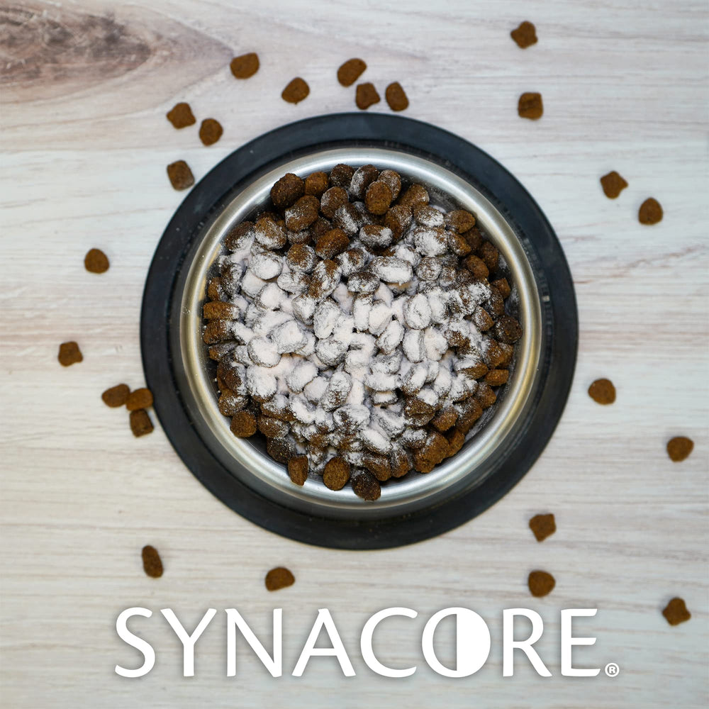 Van Beek Natural Science logo with Synacore Canine branding.