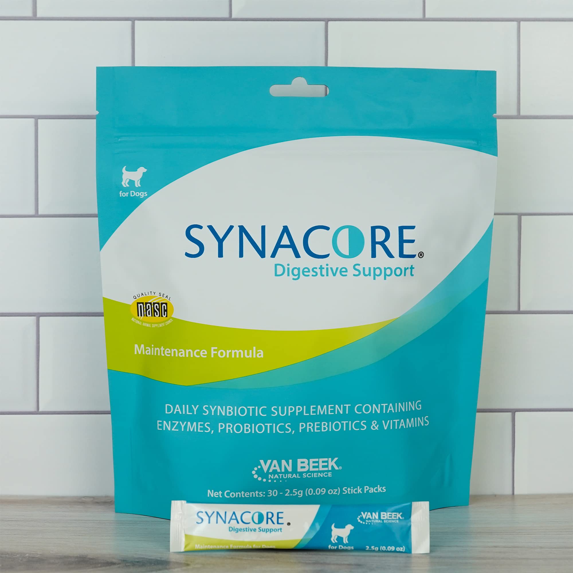 Van Beek Natural Science Synacore Canine natural ingredients blend supporting digestive comfort.