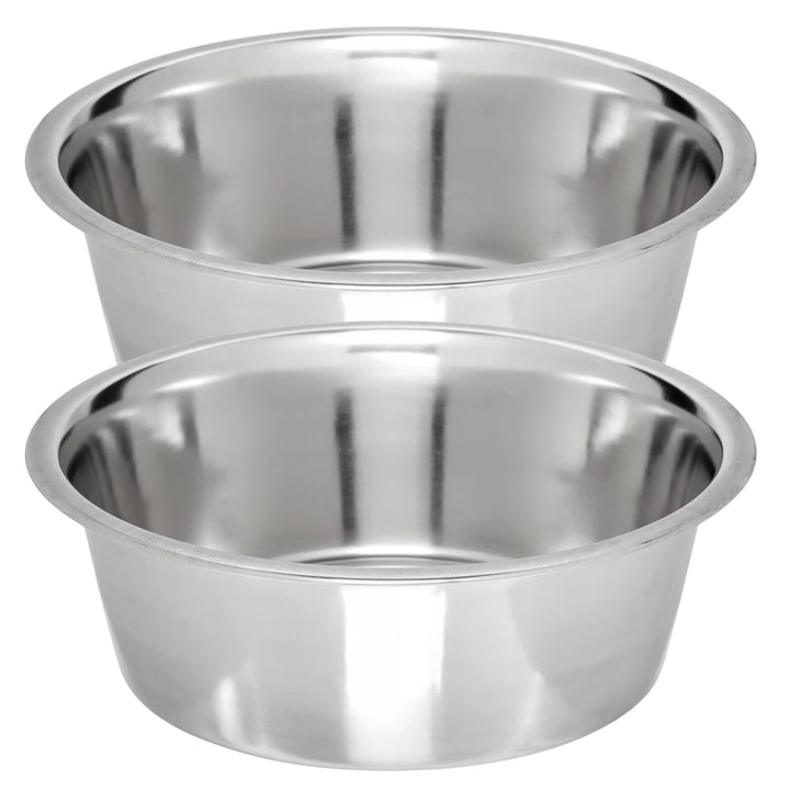Vanacara stainless steel dog bowl with outer diameter 10 inches for large meals.