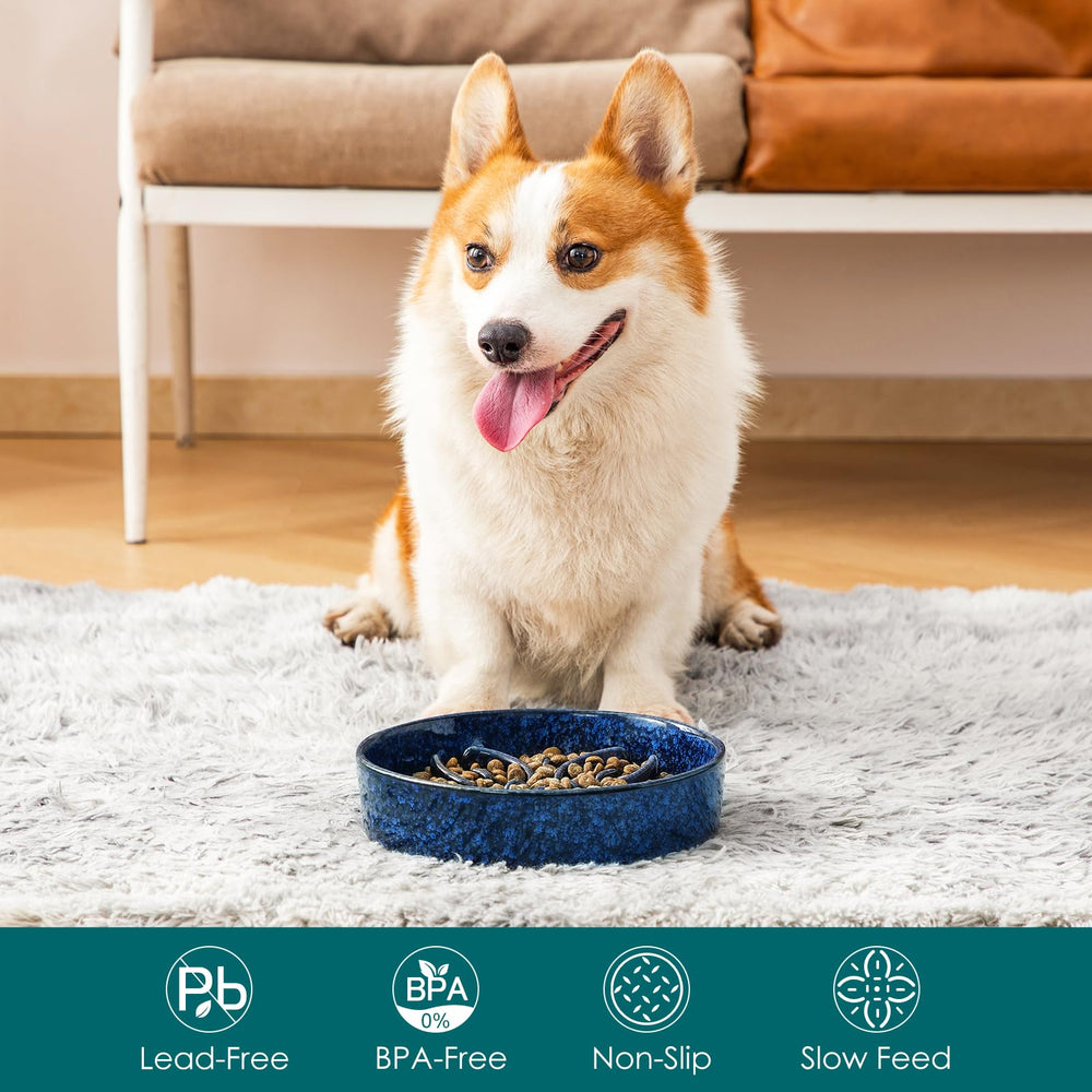 Vancasso anti-slip ceramic bowl blue base keeps meals steady while eating.