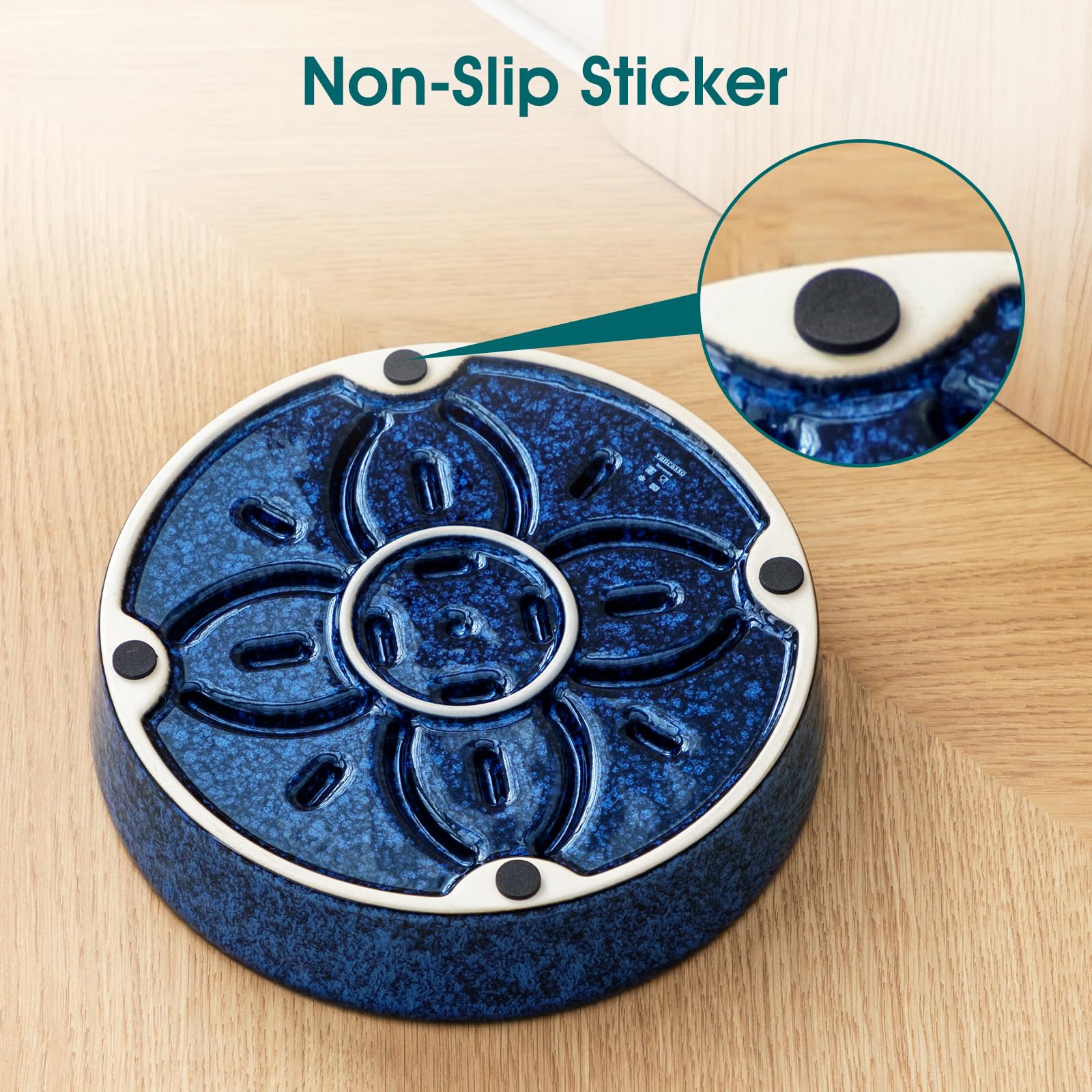 Vancasso easy-clean glazed ceramic blue bowl resists stains.