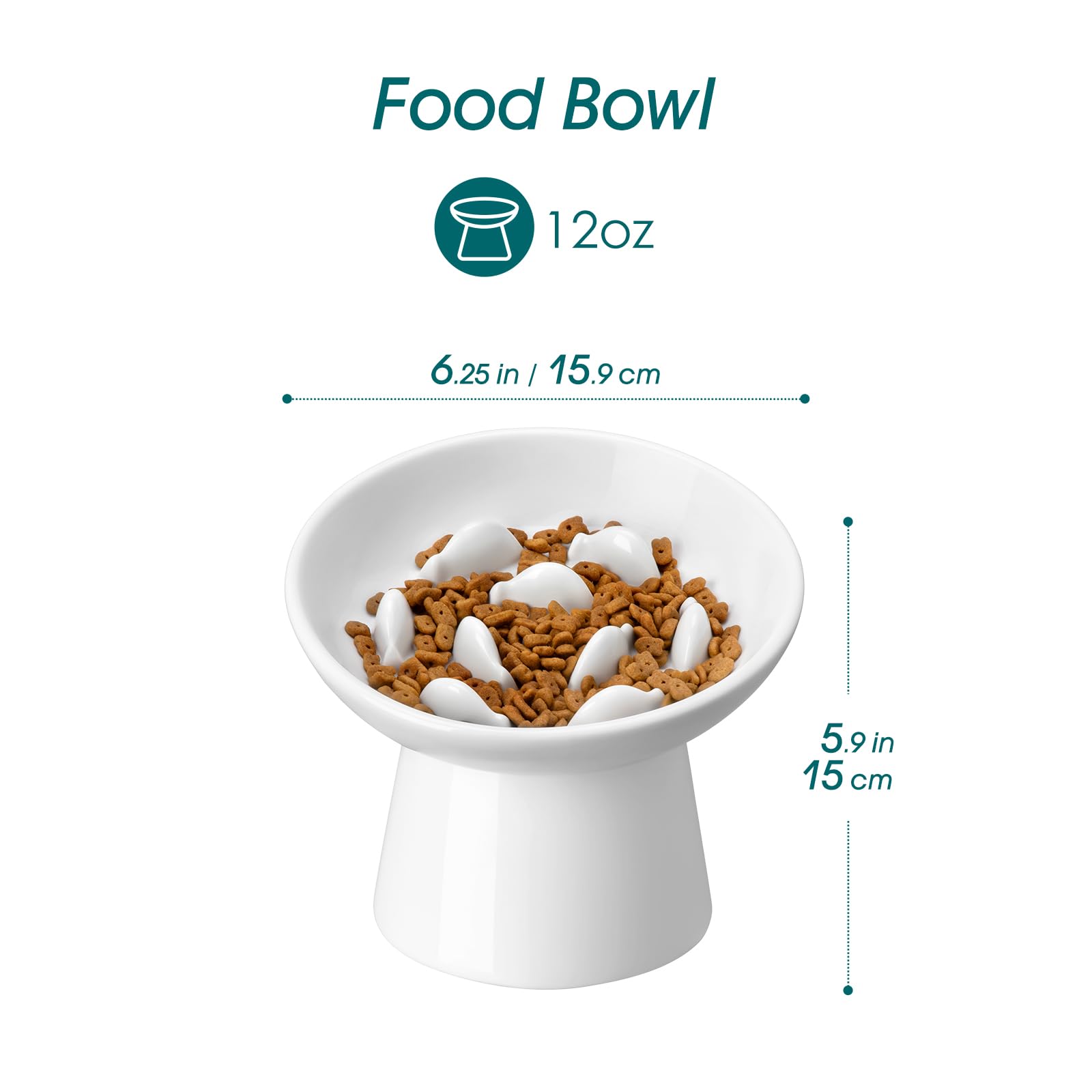 Vancasso elevated cat bowl at 5.9 inches supports comfortable feeding posture.