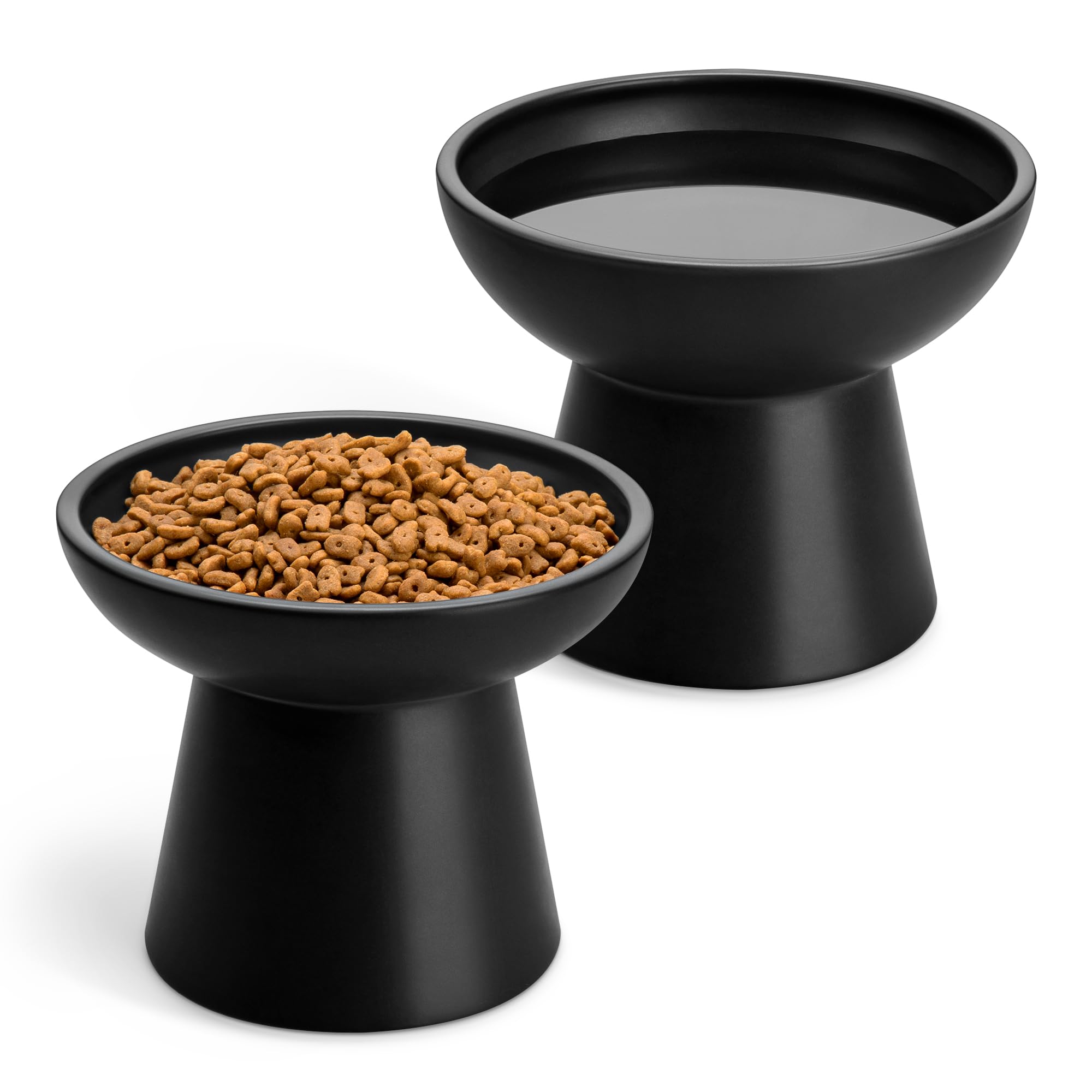Vancasso elevated cat bowls two-pack front view showing a stable, balanced mealtime.