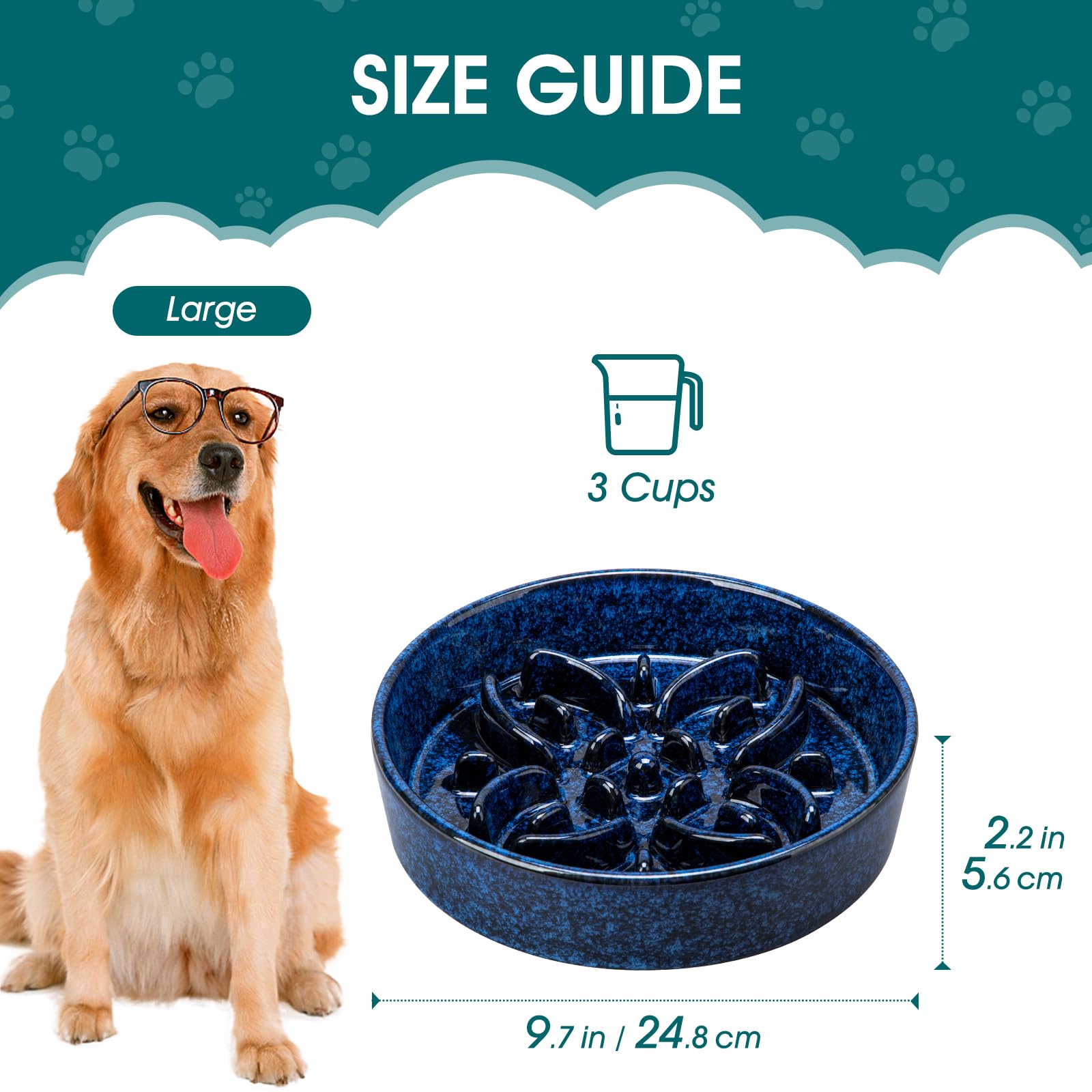 Vancasso floral maze dog bowl promotes mental stimulation during meals.