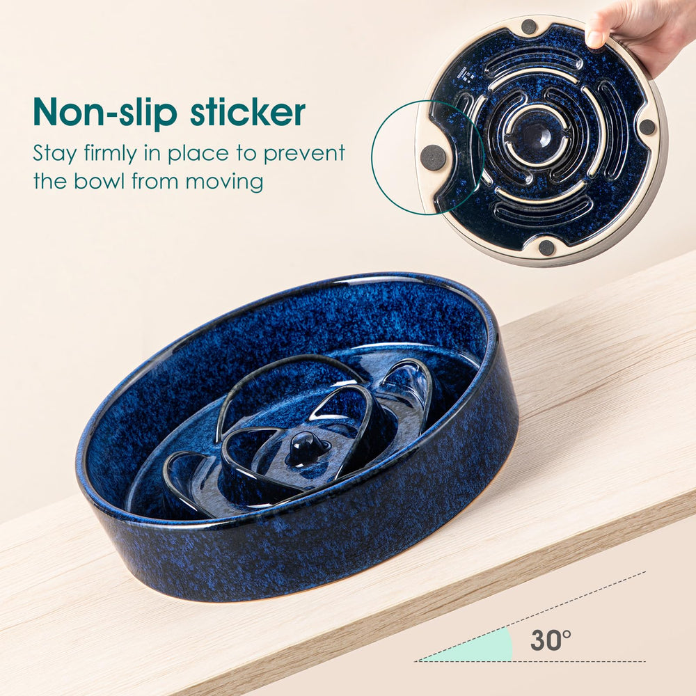 Vancasso heavy ceramic dog bowl resists tipping during meals.