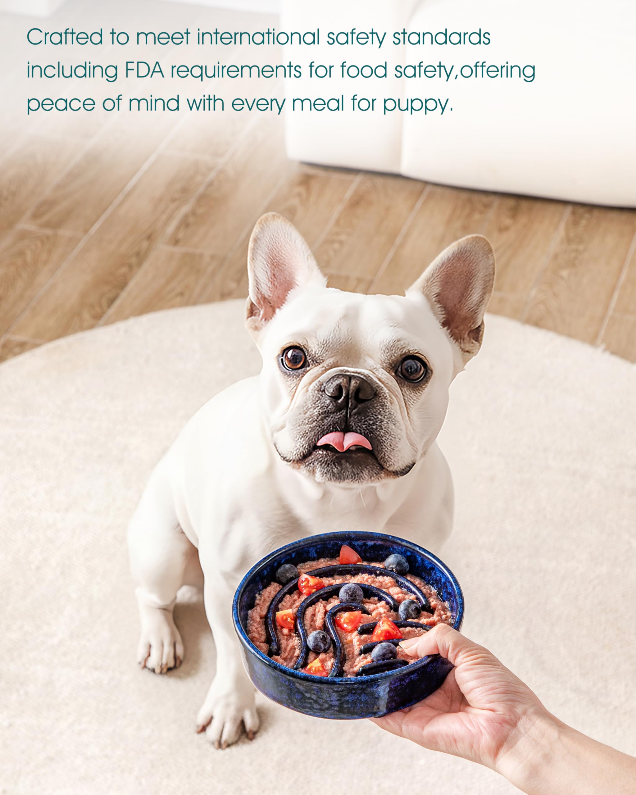 Heavy-weight base provides stability during enthusiastic chewer mealtimes.