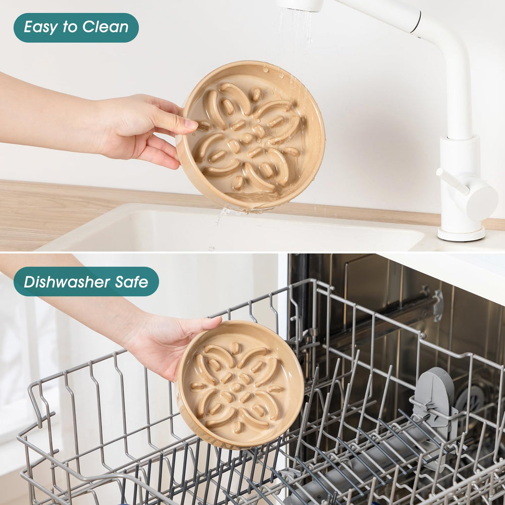 Vancasso heavyweight ceramic bowl resists tipping for busy pups.