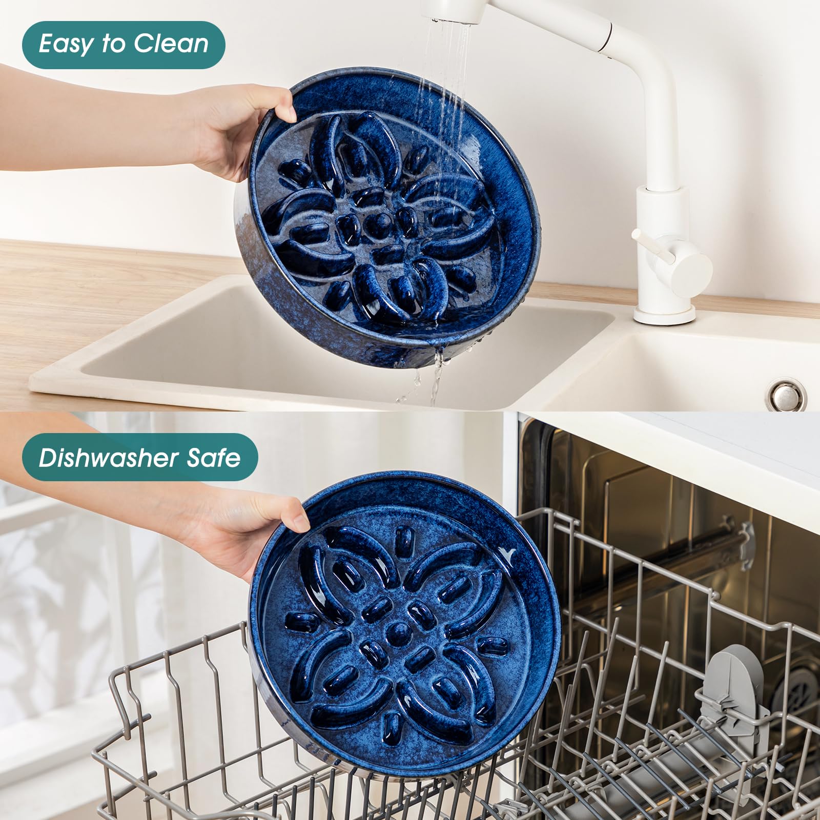 Vancasso heavyweight ceramic bowl resists tipping for calmer mealtimes.