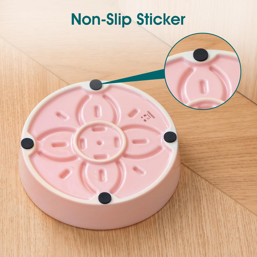 Vancasso heavyweight design reduces tipping during enthusiastic mealtimes