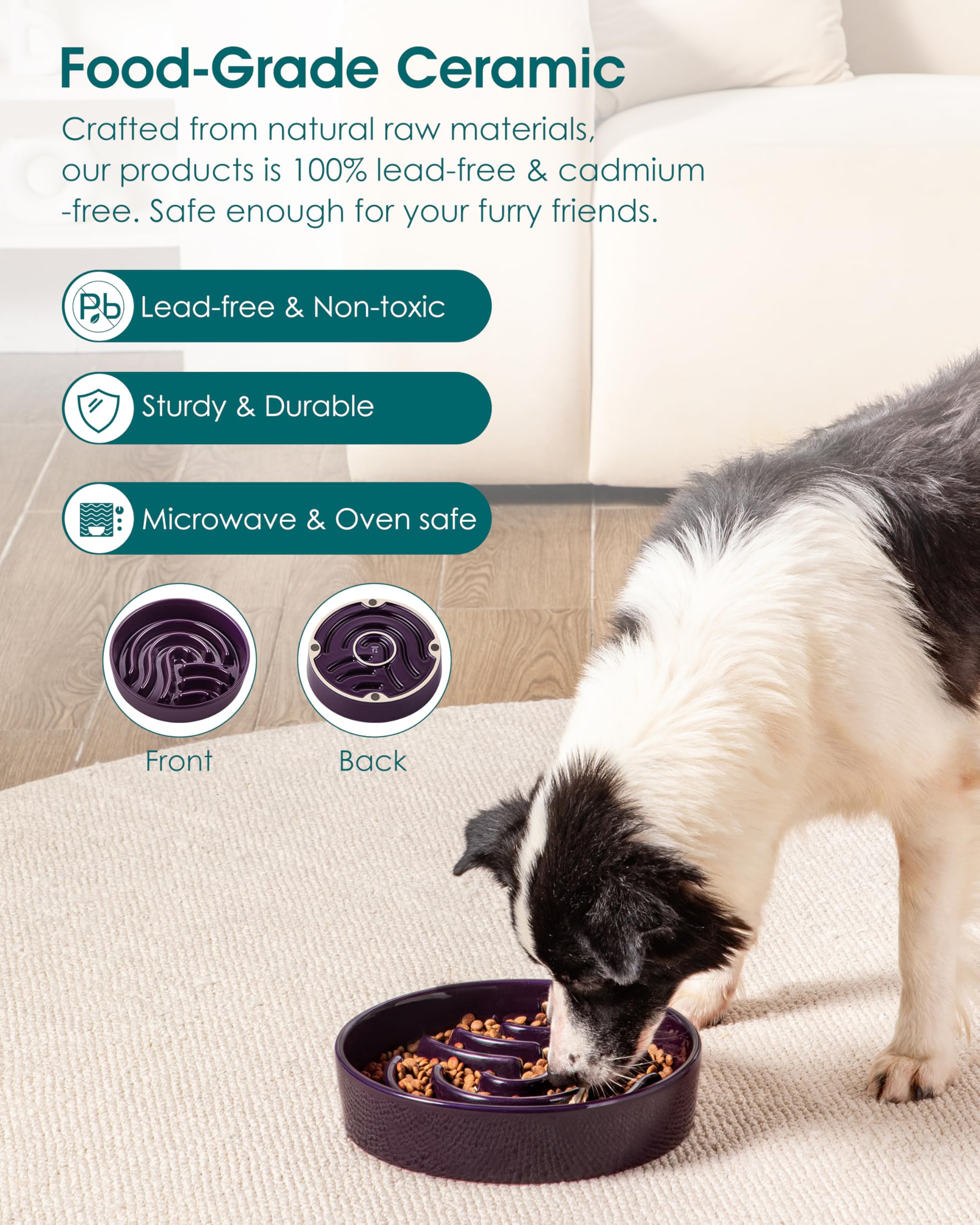 Vancasso ceramic bowl with non-toxic glaze keeps pets safe during meals.