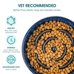 3-cup capacity shown with portions of dry food in the Vancasso ceramic bowl