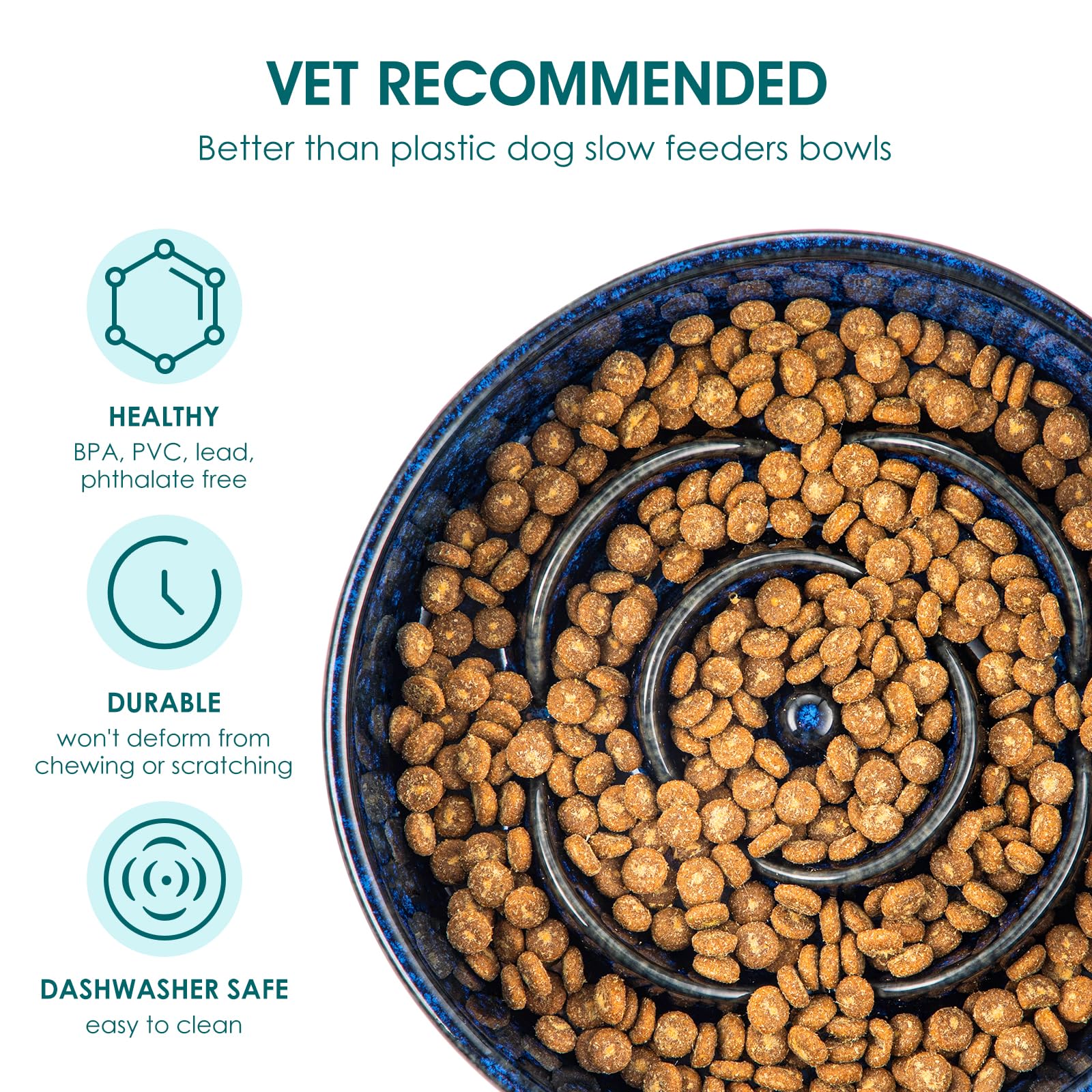 Vancasso anti-chew design shows durable ceramic that resists chipping.