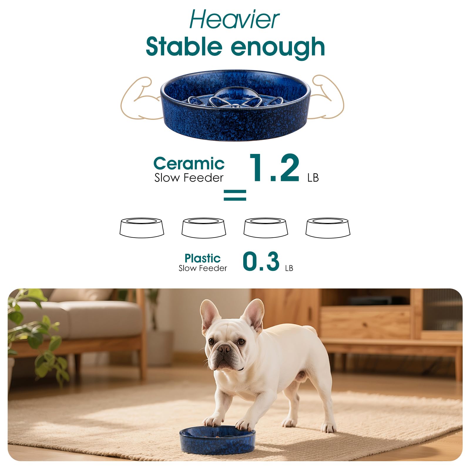 Vancasso ceramic bowl for small breeds, 0.6 cup capacity.