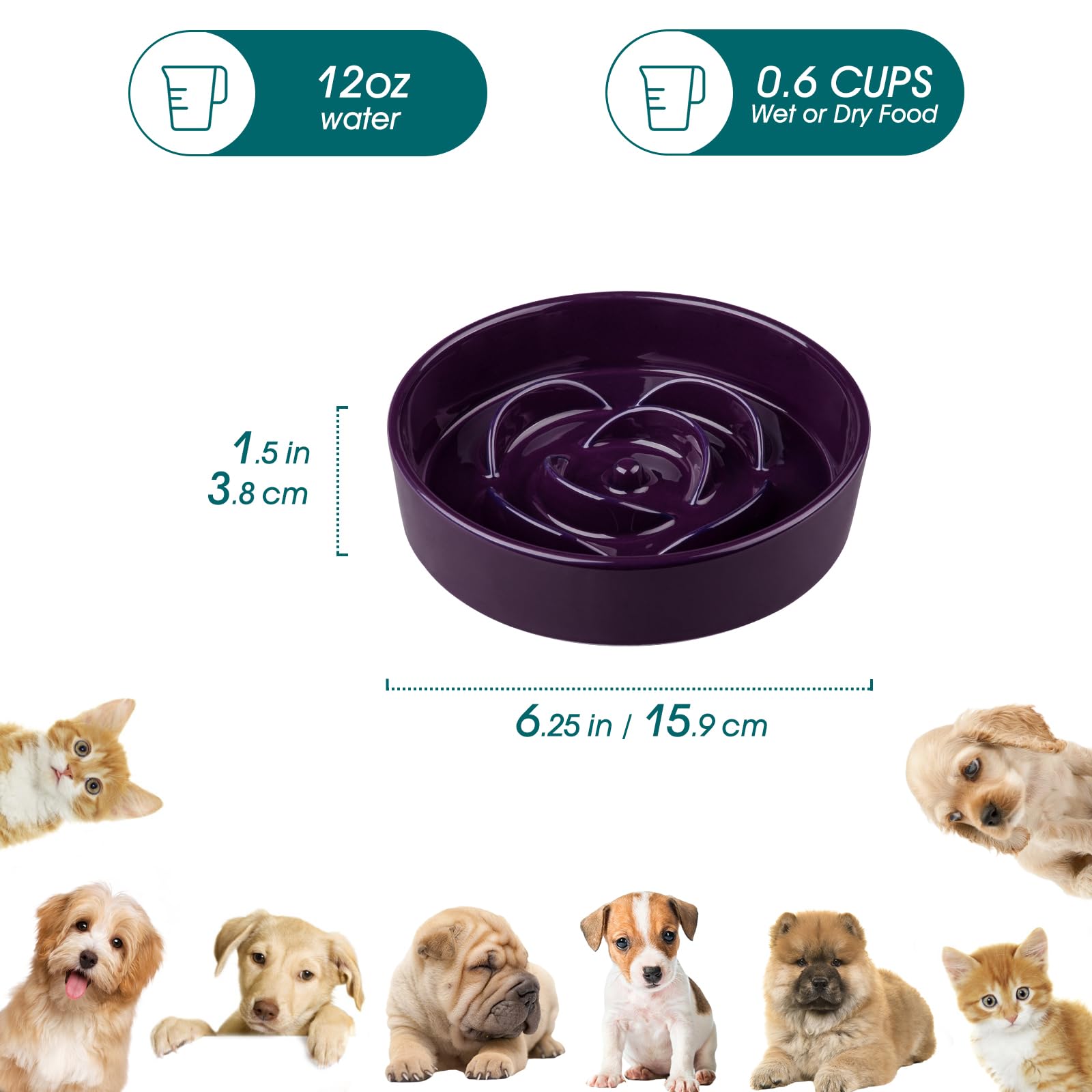 Vancasso slow-feeder-bowl maze-pattern engages pets during meals