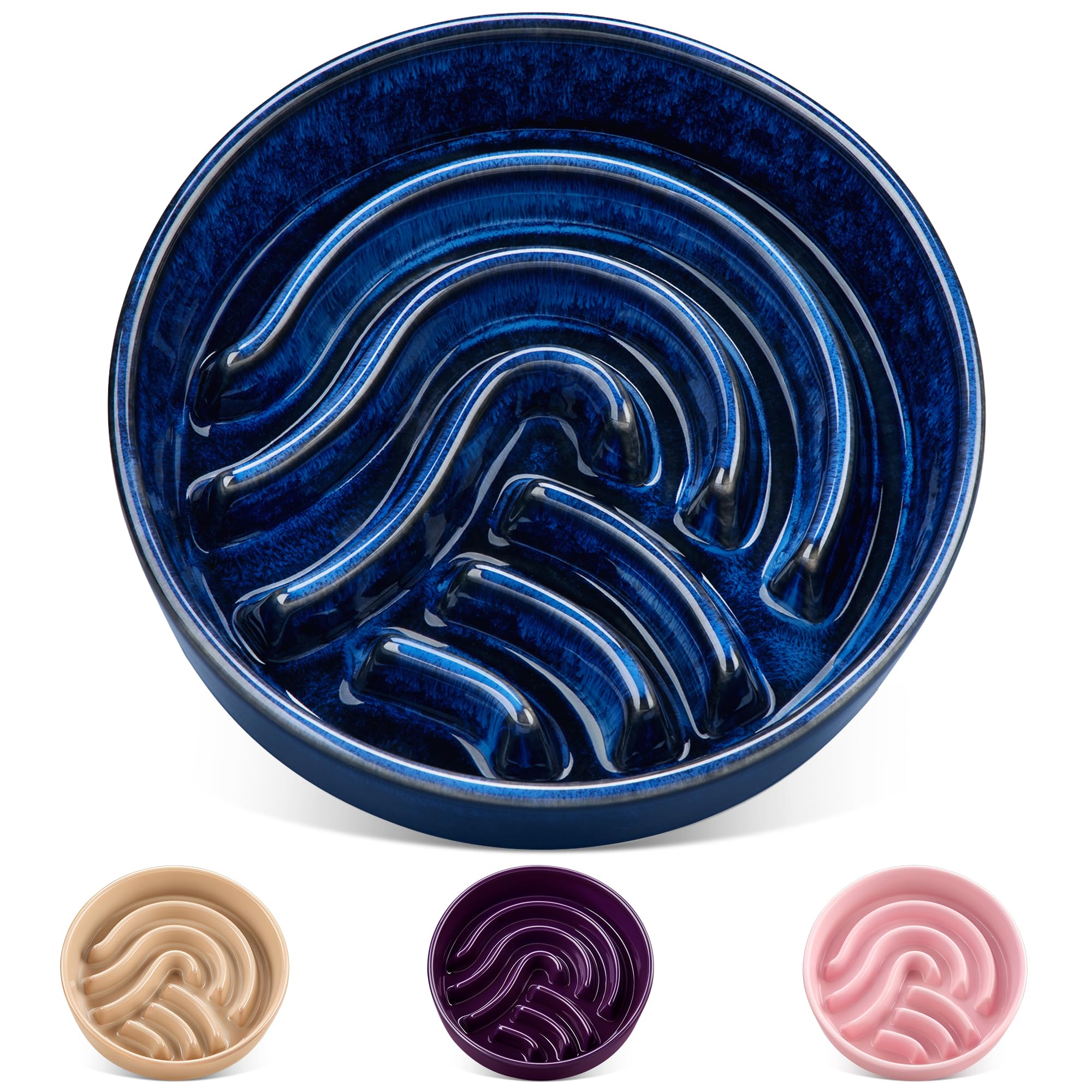 Vancasso slow feeder bowl in blue for large dogs with 3-cup capacity