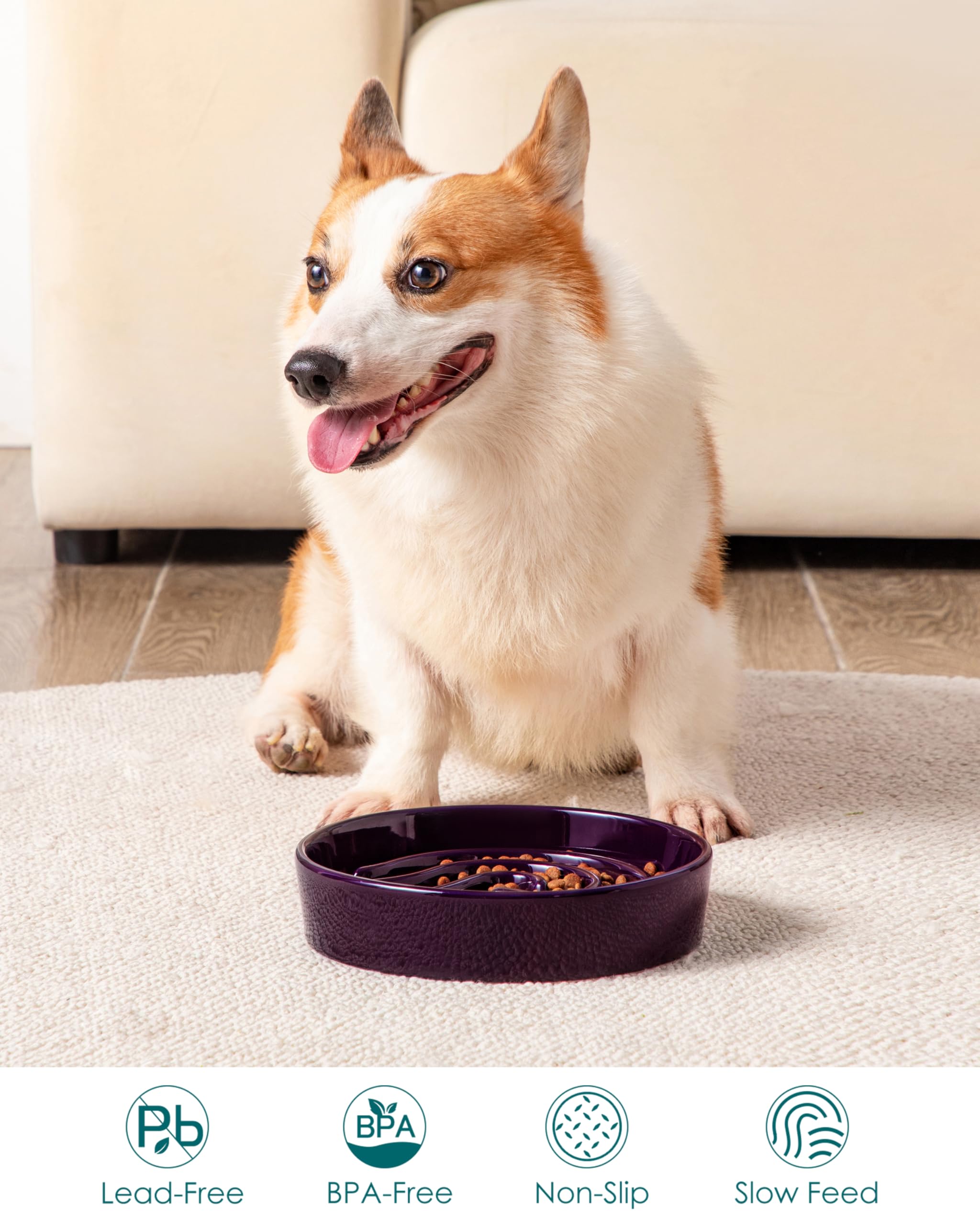Vancasso bowl features non-slip pads to prevent sliding during mealtime.