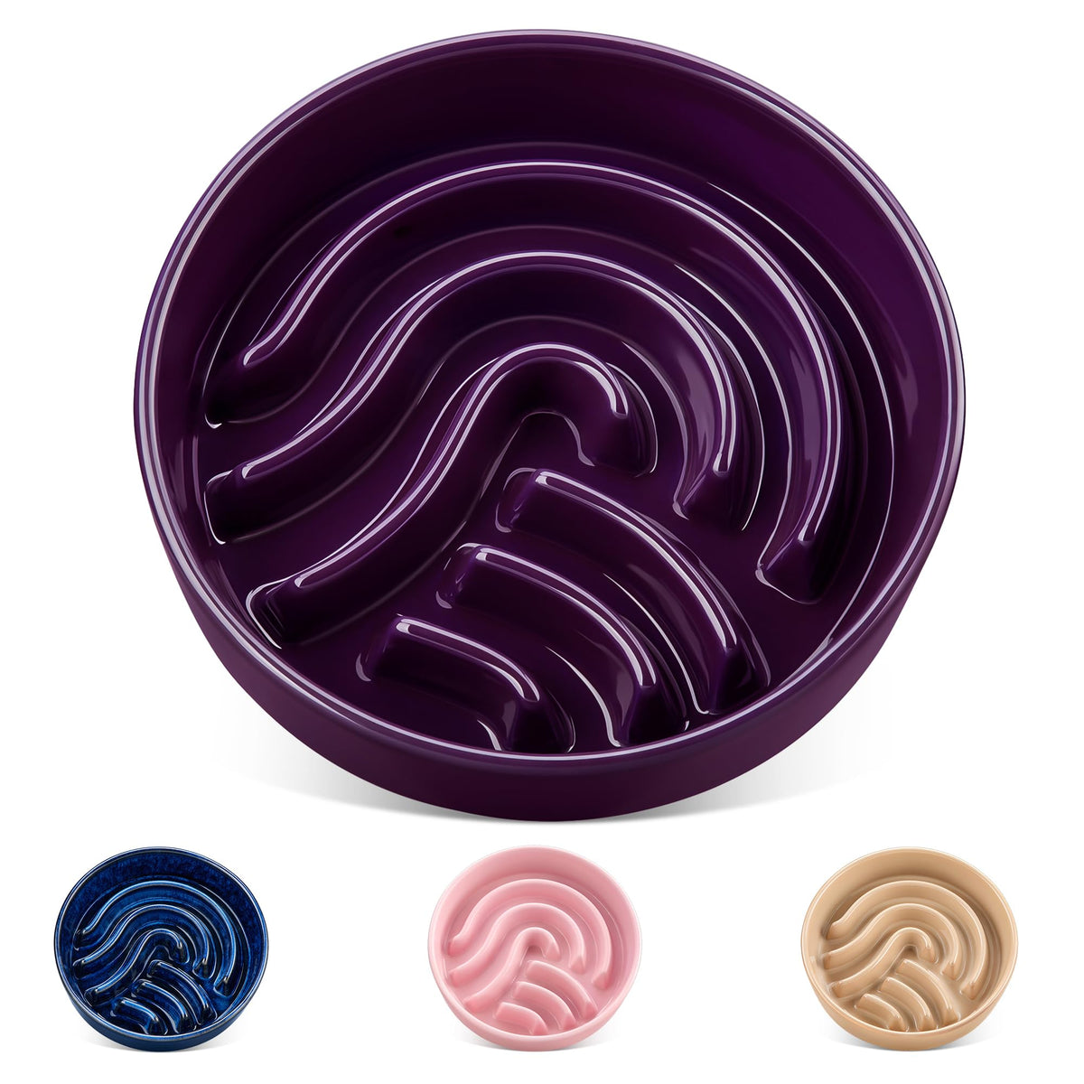 Vancasso slow feeder bowl with maze design promotes slower eating for better pacing.