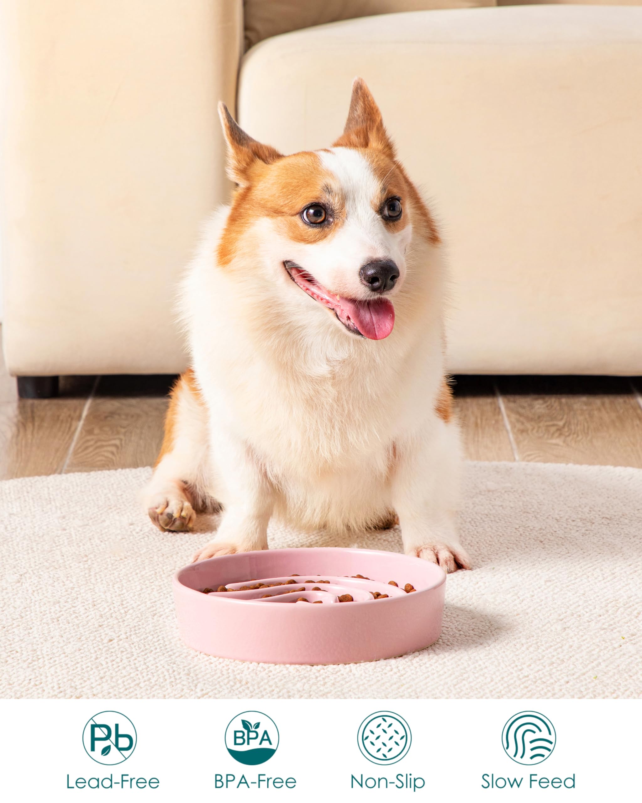 Vancasso bowl includes non-slip pads to prevent sliding and spills.