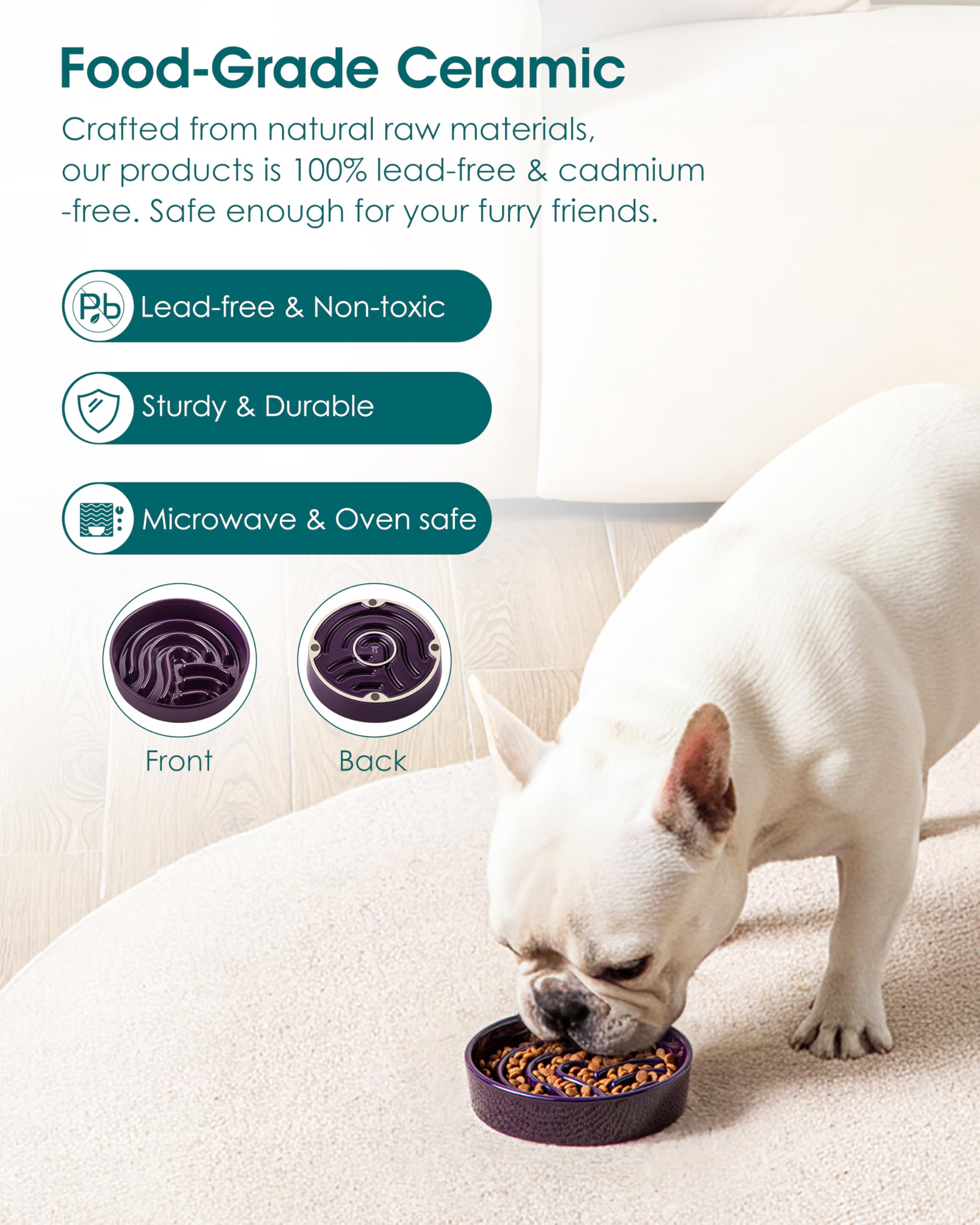 Vancasso non-toxic ceramic surface keeps mealtime hygienic for chewers.