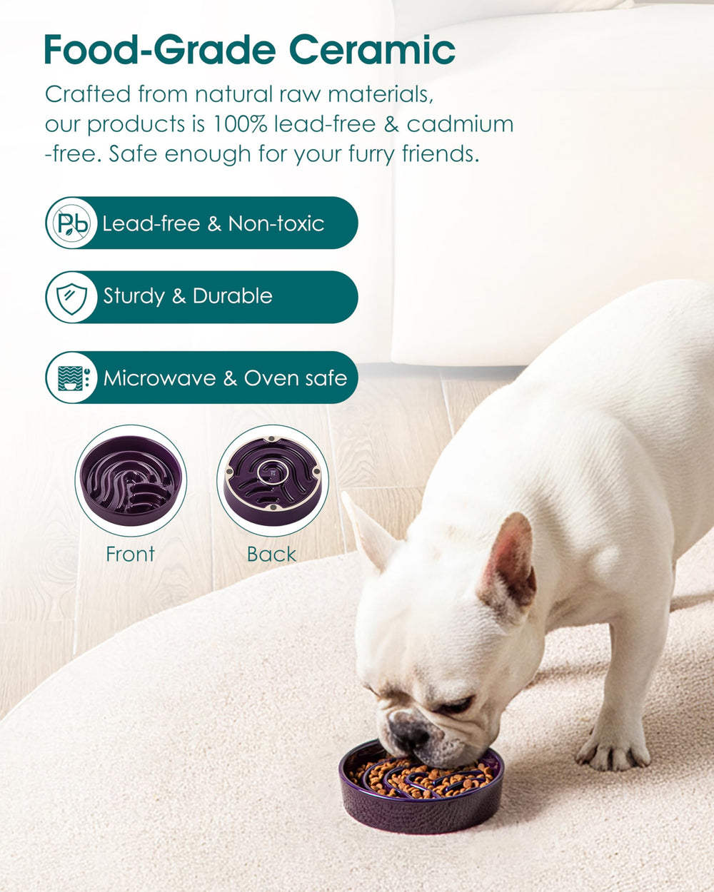 Vancasso non-toxic ceramic surface keeps mealtime hygienic for chewers.