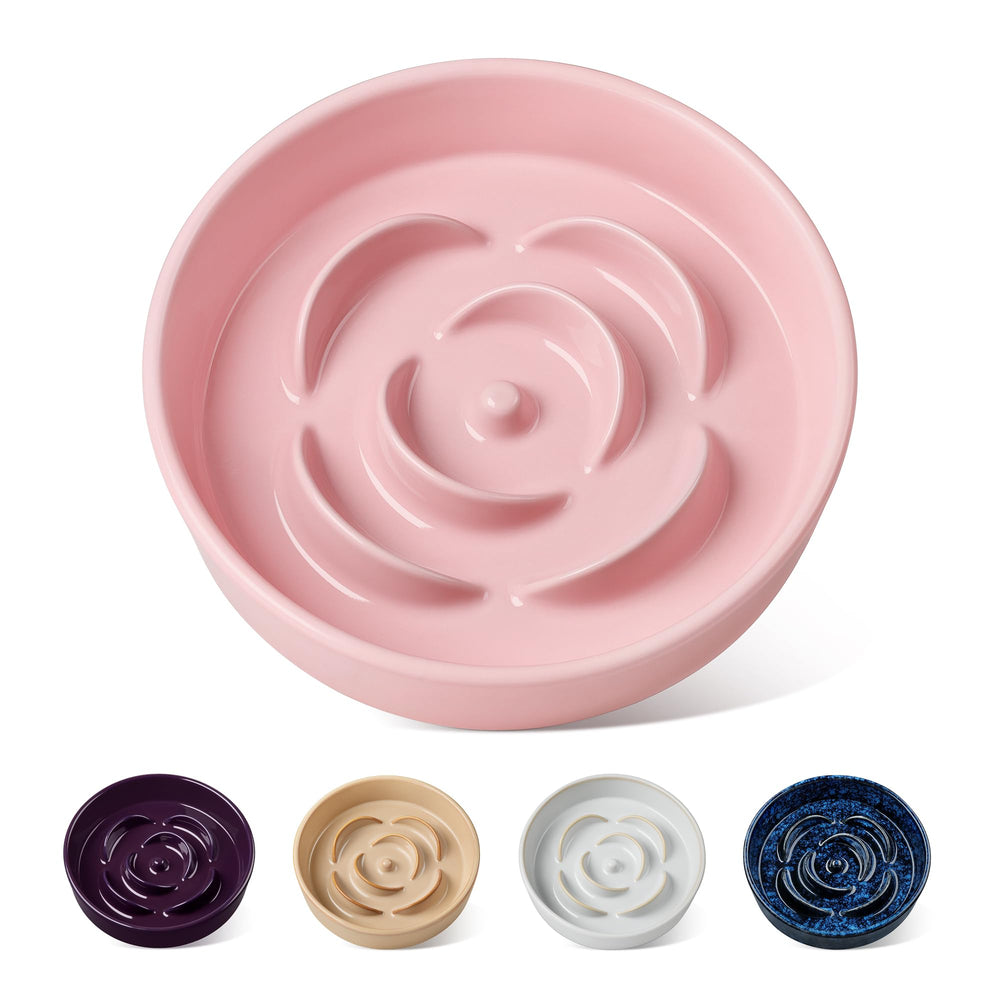 Vancasso pink ceramic slow feeder bowl for mindful eating