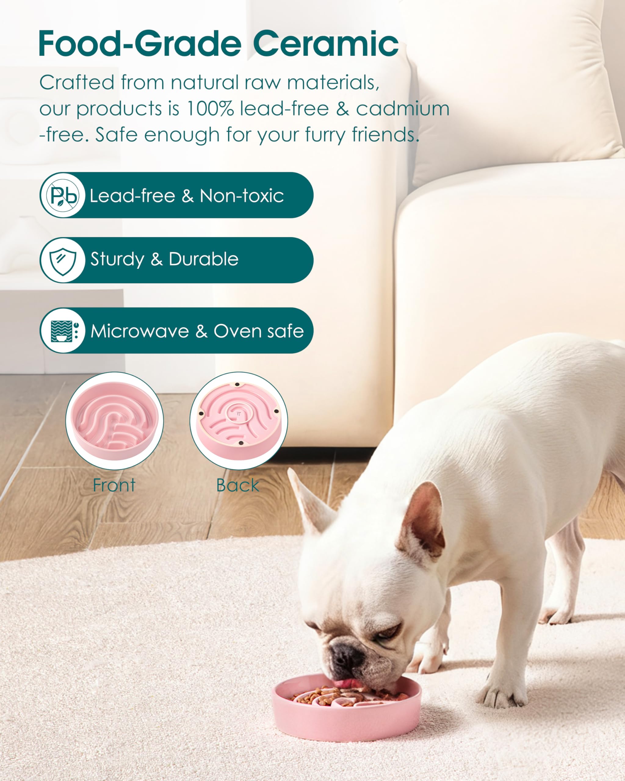 Dishwasher-safe icon on pink Vancasso bowl for easy cleaning