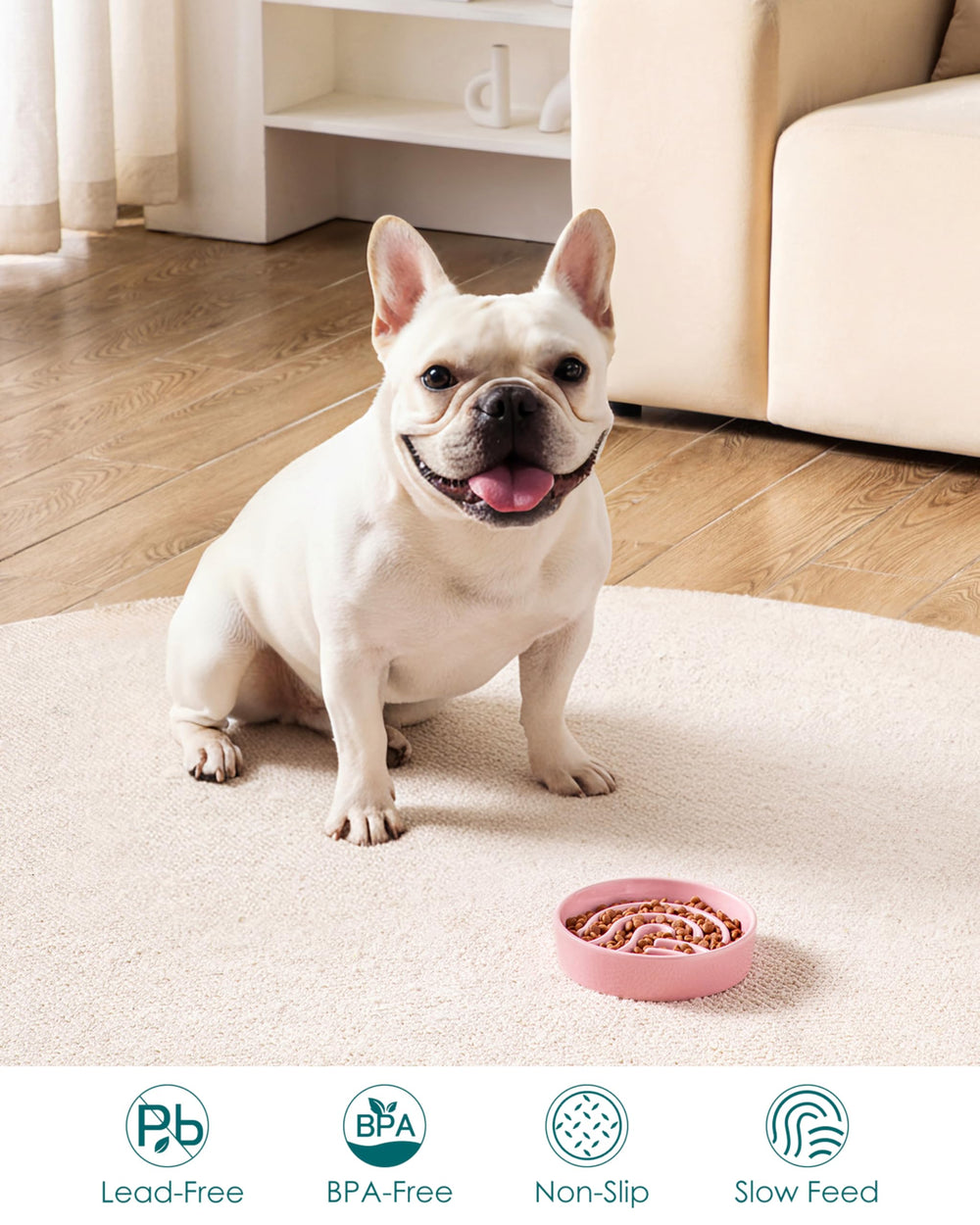 Small 0.6 cup pink Vancasso bowl suitable for tiny dogs
