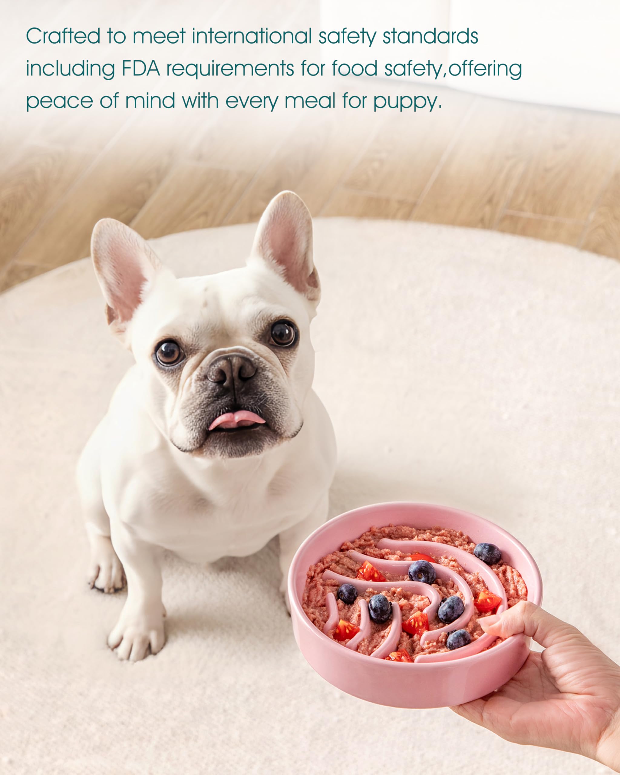 Weighted ceramic base provides stability for active chewers