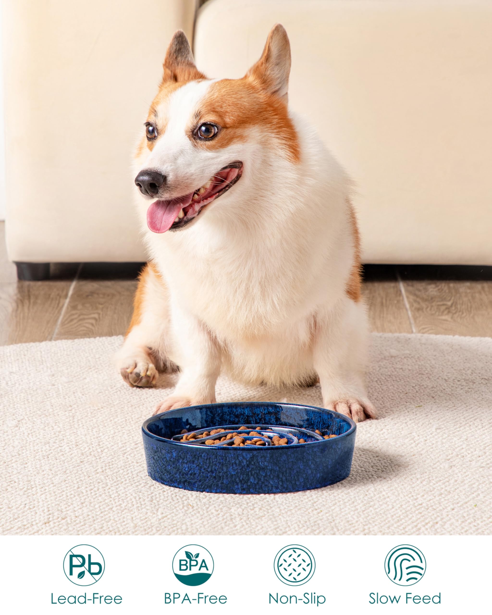 Vancasso sturdy-weighted-base-dog-bowl stays stable during meals.