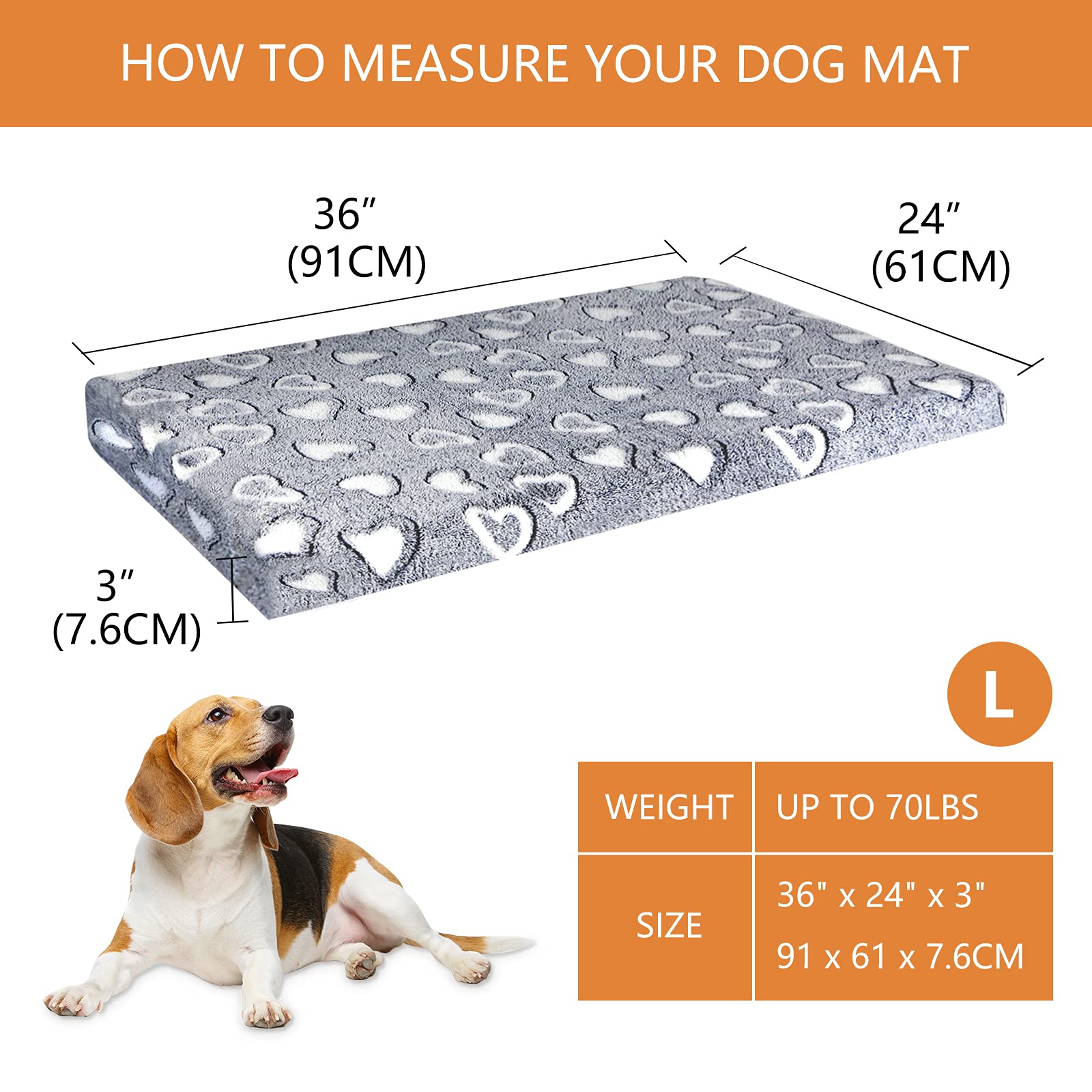 VANKEAN dog crate mat, grey canvas side for breathable summer use.