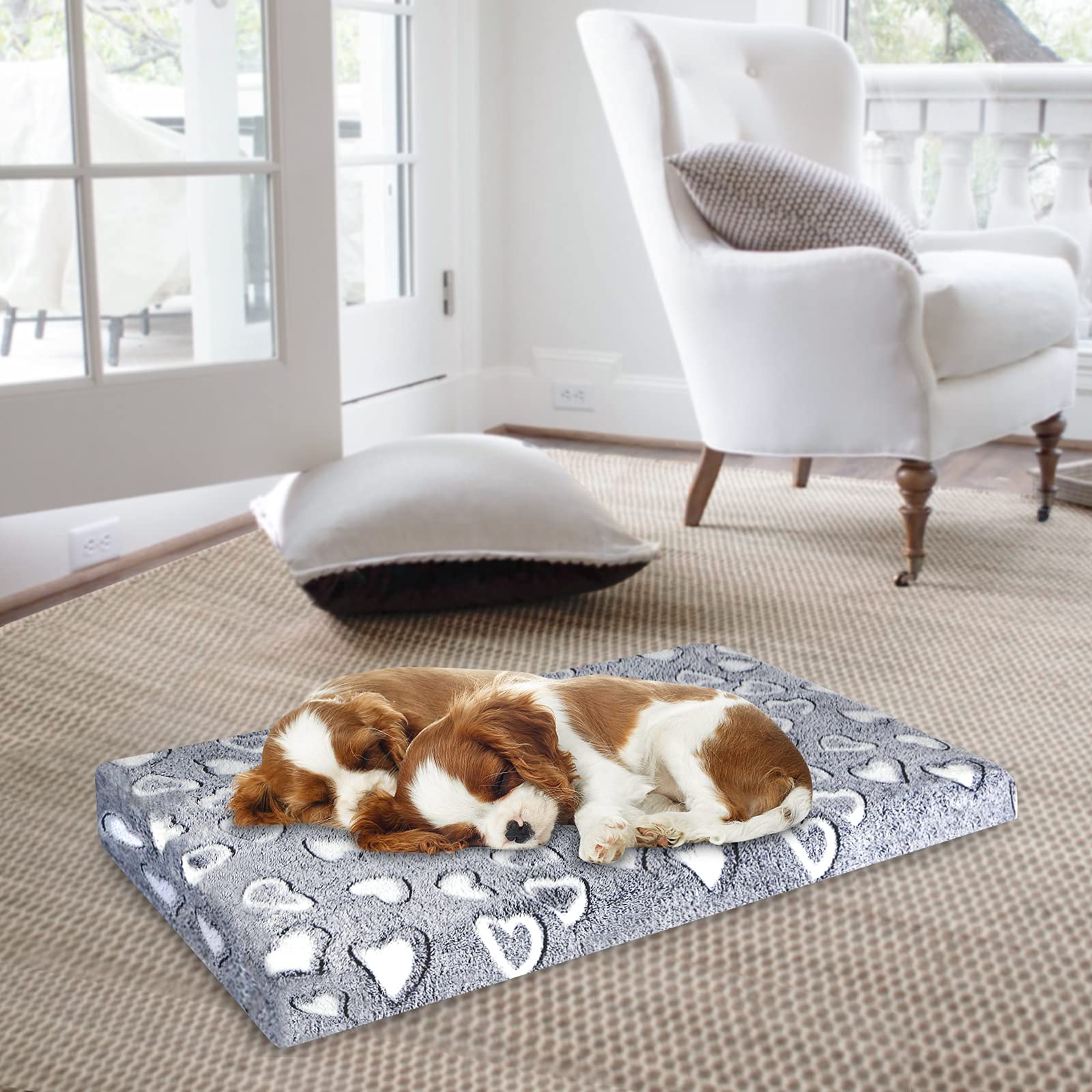 VANKEAN dog crate mat uses high-density foam with water-resistant interior.