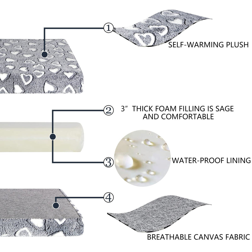 VANKEAN dog crate mat with removable, machine-washable cover for easy cleaning.