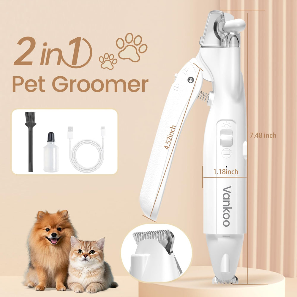 Vankoo grooming kit includes blade oil and brush for maintenance.