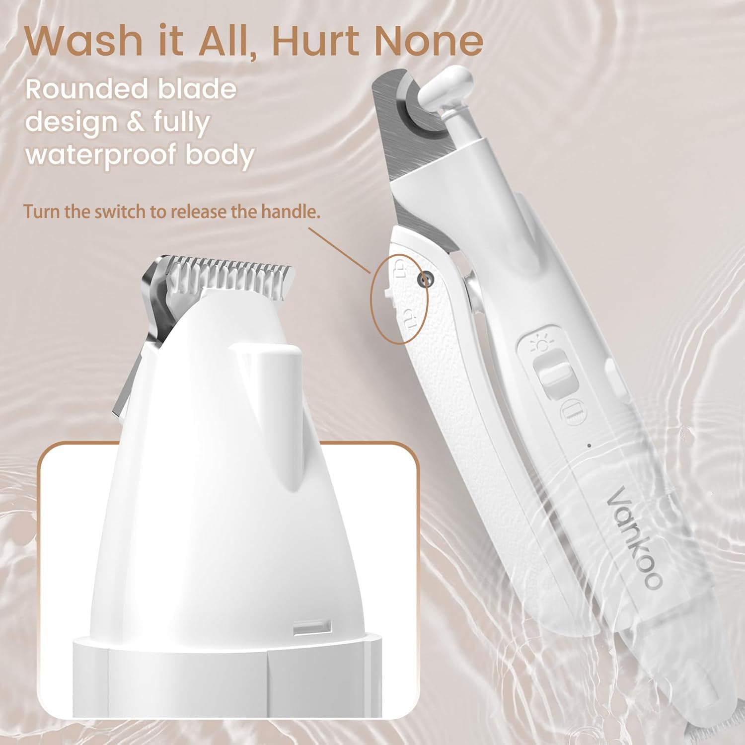 Vankoo close-up shows precise nail cut with stainless steel blade.