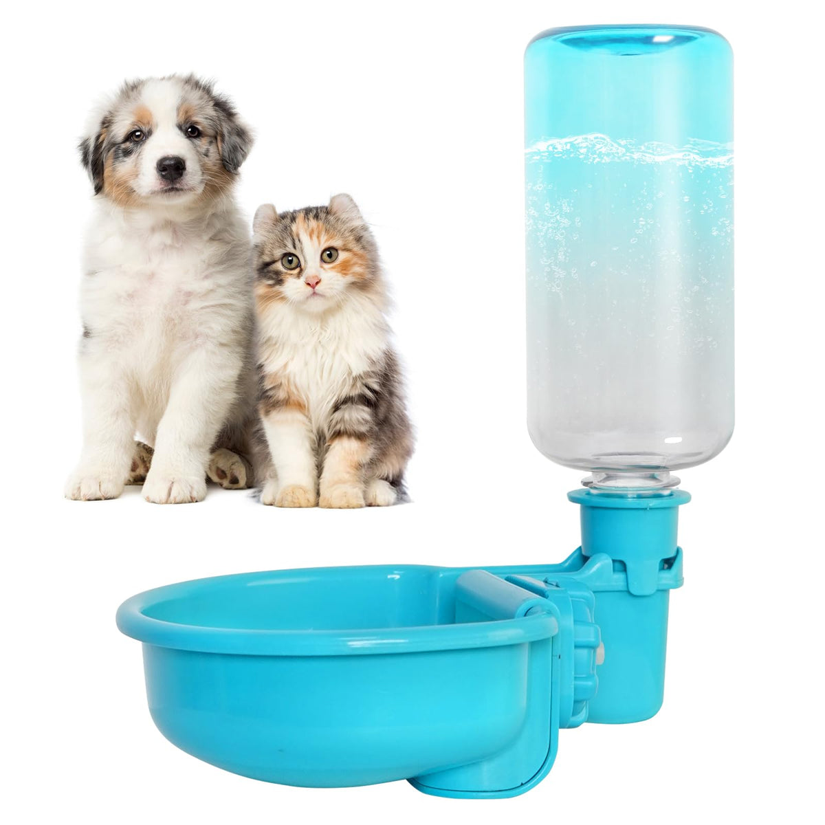 Vannon 16oz gravity water bottle mounted outside the cage for easy refills.